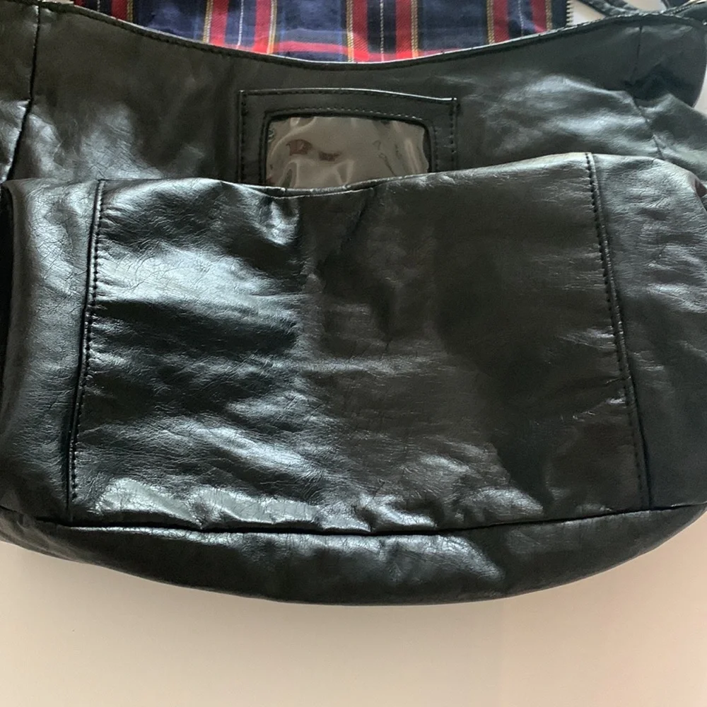 FE Fashion Express Black Faux Leather Hobo Bag